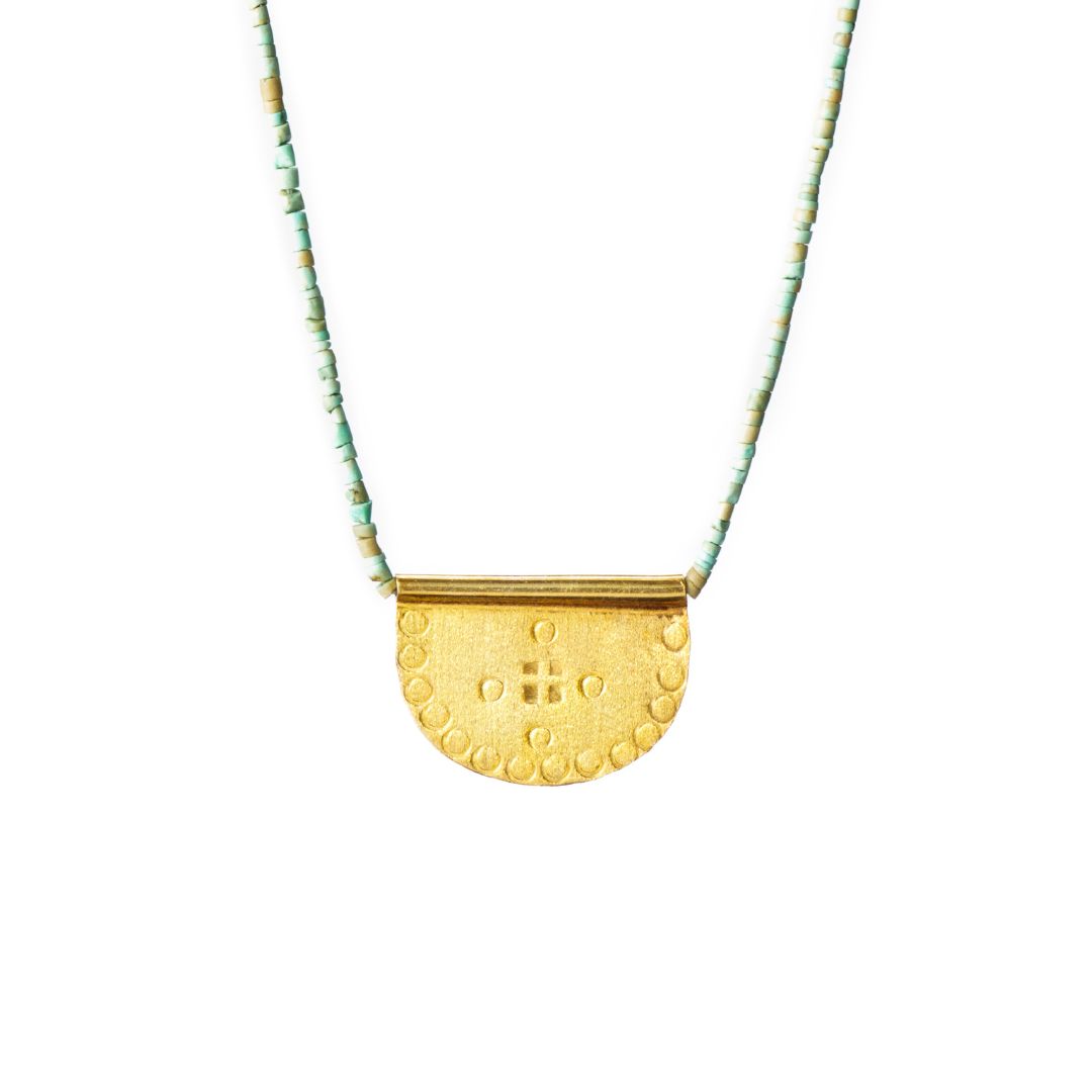 Eclipse Hand-Stamped Beaded Necklace