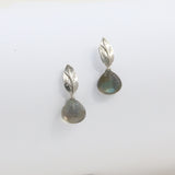 Labradorite Silver Leaf Teardrop Earrings