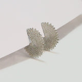 Layered Petal Silver Hoop Earrings