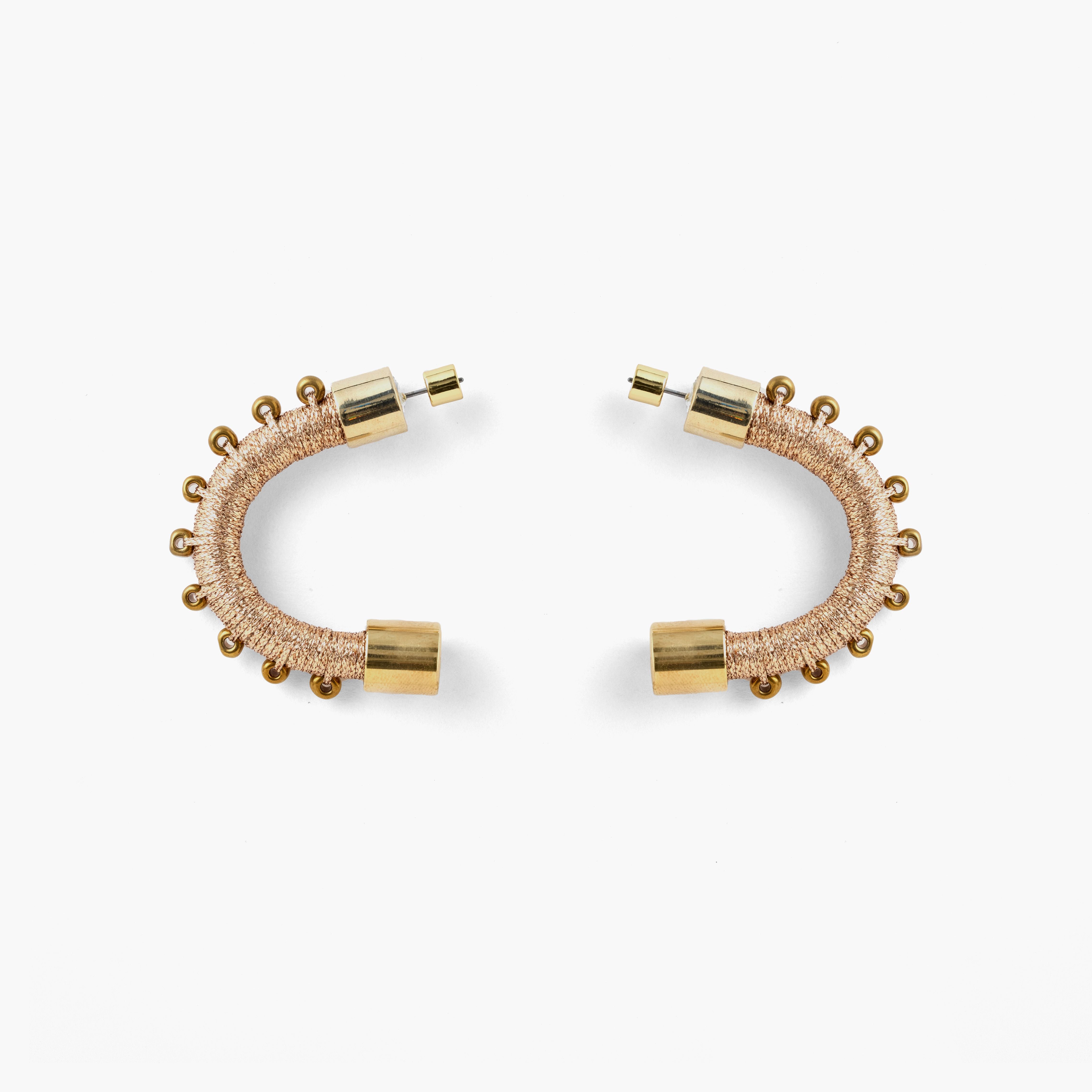 Pichulik Magi Earrings in Rose handcrafted arched rope and glass bead earrings — Petite Protea: ethically handmade jewelry online