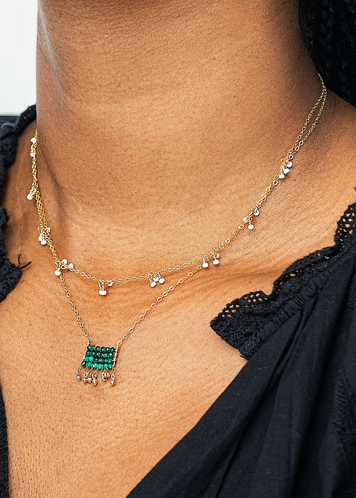 Malachite gold necklace, ethical handmade jewelry & gifts online at Petite Protea