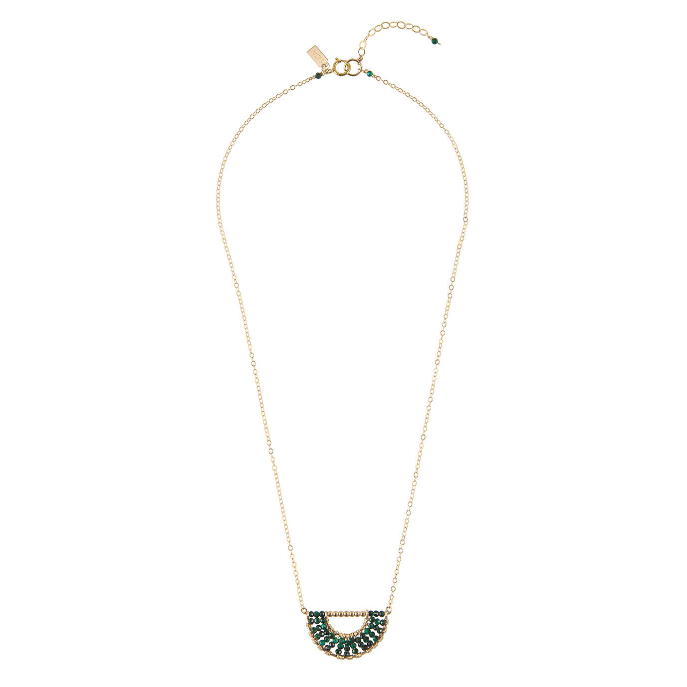 Handmade malachite half moon necklace, ethical artisan jewelry — Petite Protea Chicago