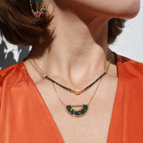 Malachite gold artisan necklace, curated gifts in Chicago at Petite Protea