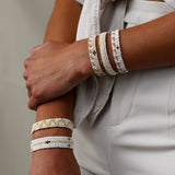 Mixed Pattern Warrior White & Gold Beaded Bracelet
