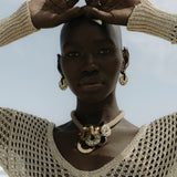 Ousia Black Rope & Dalmation Jasper Earrings