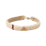 Pembetatu Narrow Gold & Burgundy Beaded Bracelet