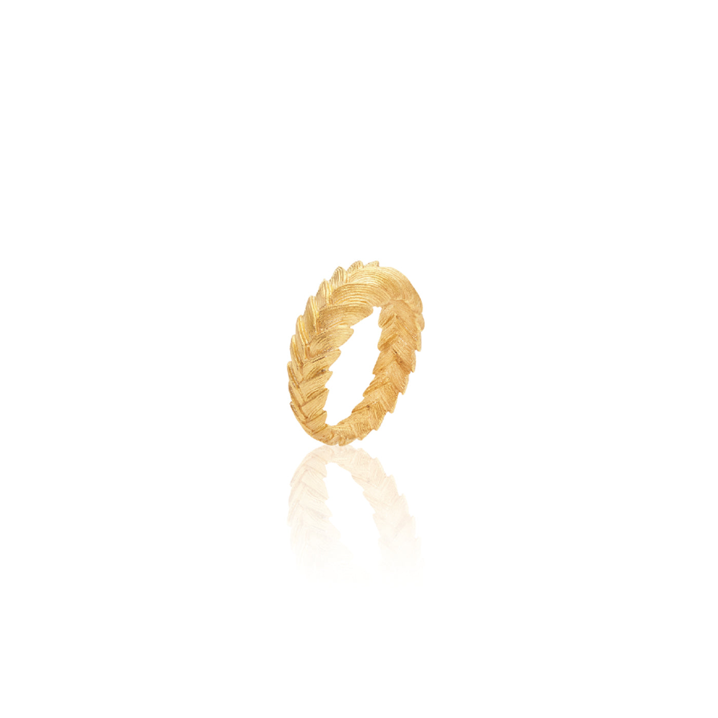 gold bromelia flower braided band ring, ethically handmade jewelry  in chicago  from portugal
