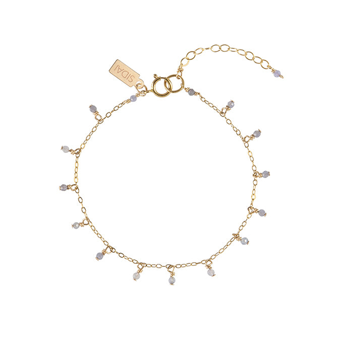 Handmade tanzanite beaded gold bracelet, ethical artisan jewelry — Petite Protea