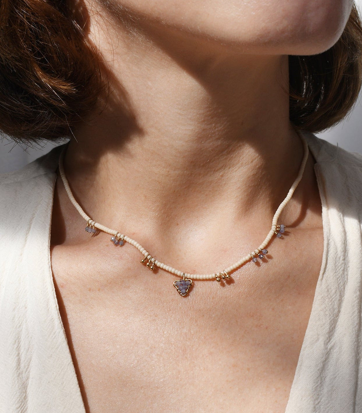 Handmade Tanzanite necklace. Jewelry and gifts available at Petite Protea, Chicago 