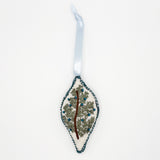 Winter Branch Oblong Embroidered Christmas Ornament