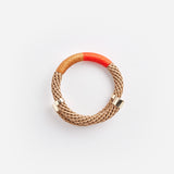 Pichulik Wrap Bracelet in Beige Camel and orange handcrafted adjustable rope bracelet with brass accents — Petite Protea: ethical, sustainable jewelry online